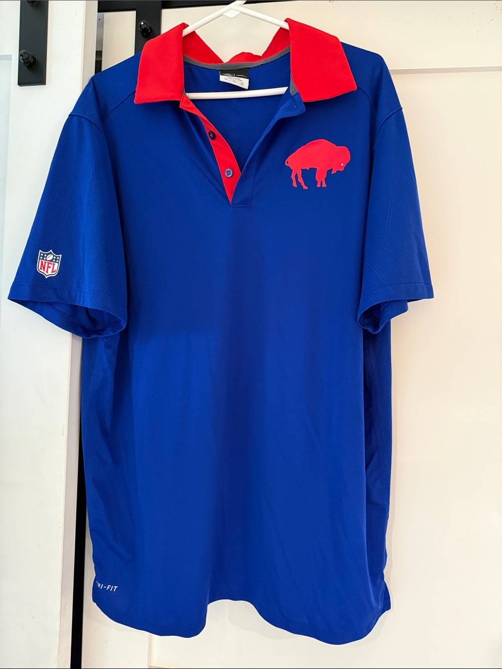 Men's Blue and Red Buffalo Bills Logo Polo Shirt